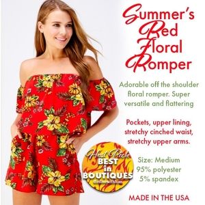 Summer’s Red Floral Romper